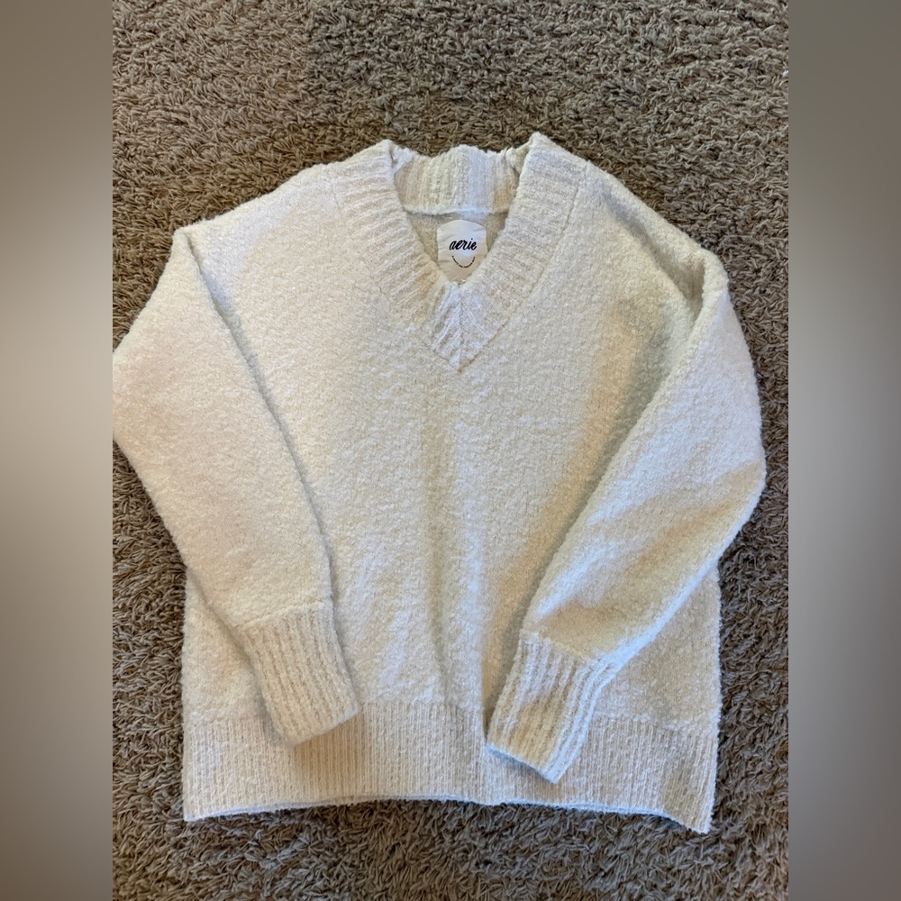 Aerie Cream Textured Sweater